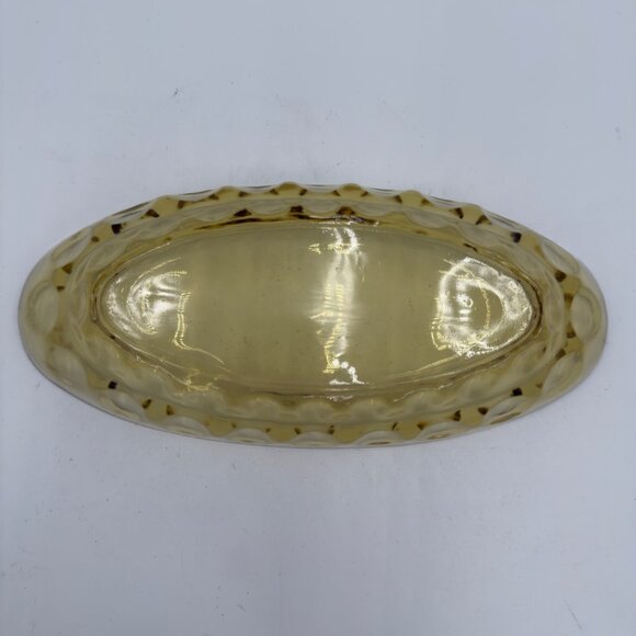 Vintage Amber Glass Oval Serving Dish With Scalloped Design Vegetables Candy’s - Picture 8 of 9
